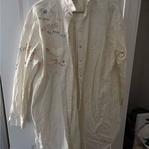 BDG Off-White Embroidered Shirt (Beach Cover up)